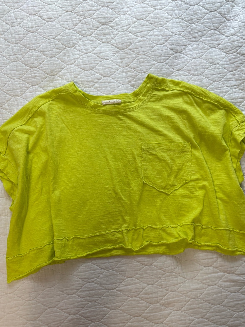 New in Cropped Boxy Neon Pocket Tee